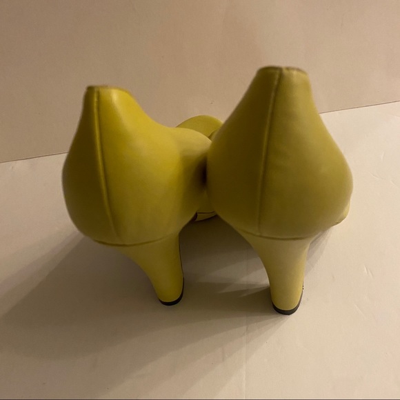 Nina Ricci designer chartreuse leather platform open toe heels made in Italy 39 - Picture 9 of 16